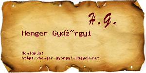 Henger Györgyi névjegykártya