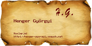 Henger Györgyi névjegykártya